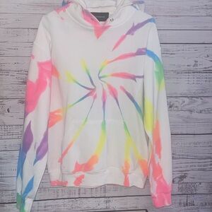 MYRRHE Neon Rainbow Tie Dye Hoodie